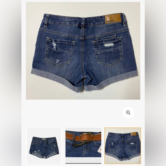 Dollhouse Stretch Junior Denim Shorts Waist 25 L Fraying Rolled Seam Blue - Picture 3 of 4